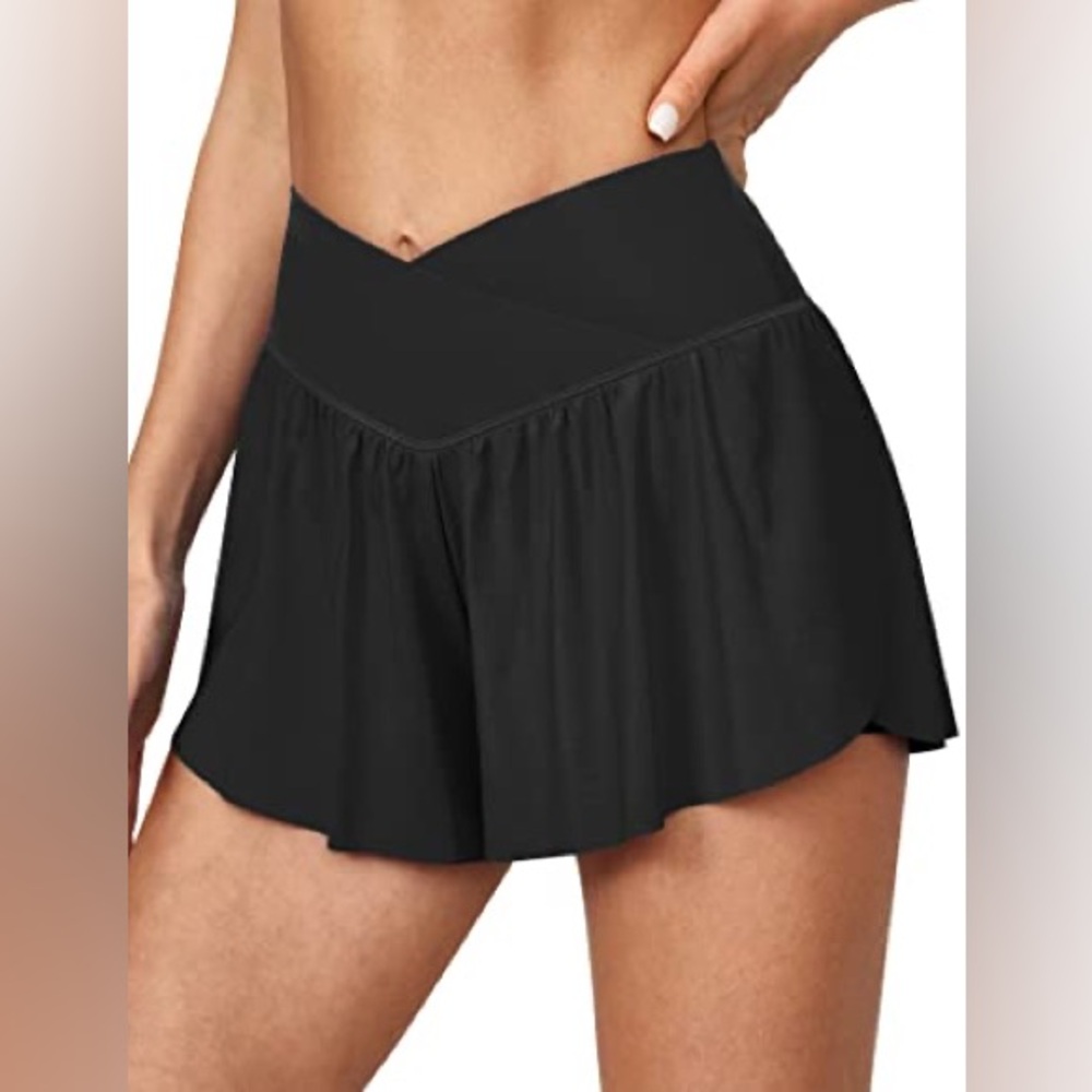 NWOT Athletic Shorts for Women High Waisted Workout Running Shorts Size Large - Picture 3 of 7